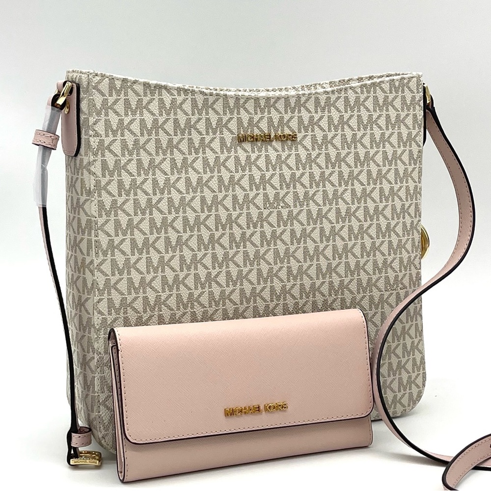 Michael Kors Large Jet Set Messenger Crossbody Bag & Trifold Wallet